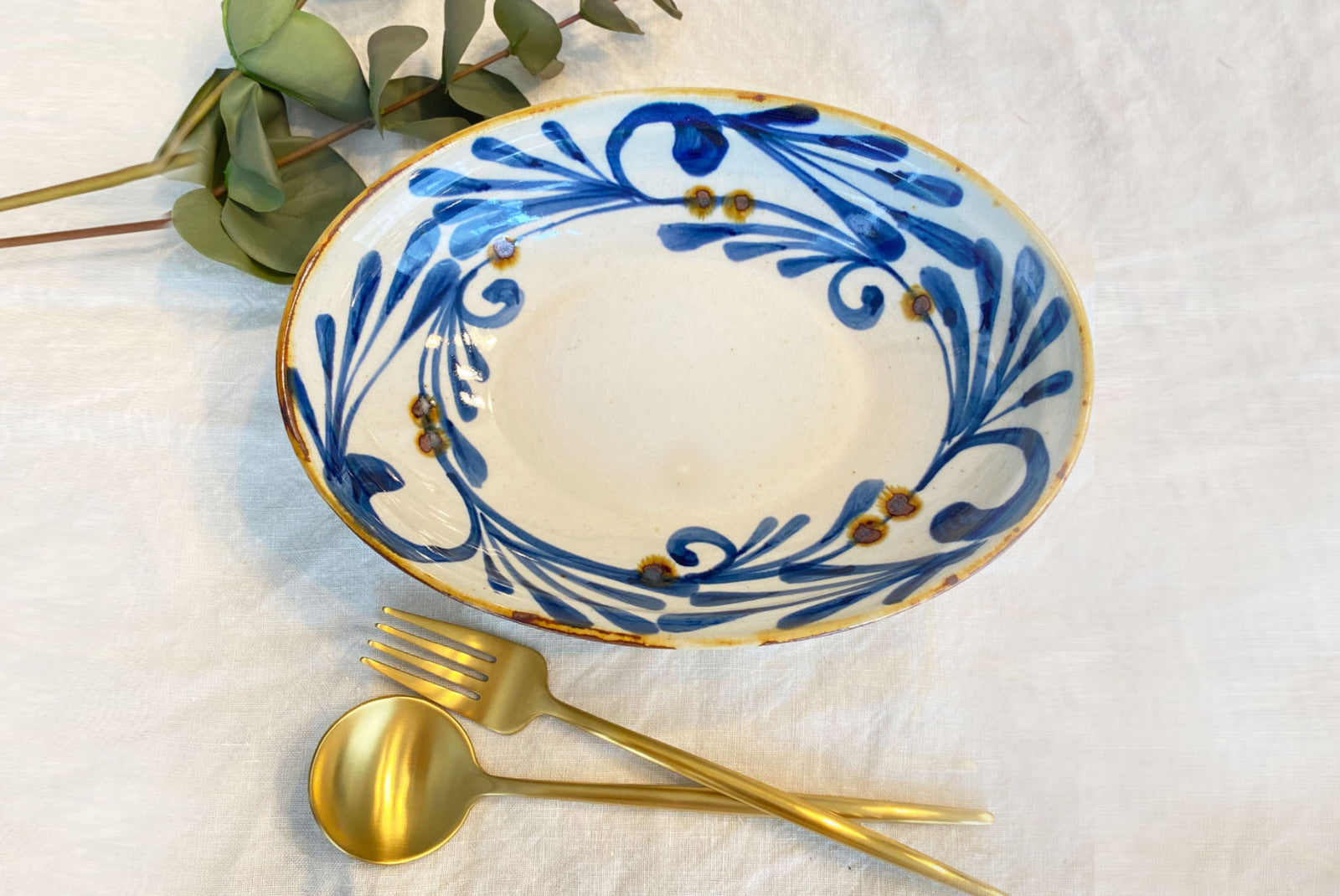 藍ブルー オーバルボウル – 藍染窯公式オンラインショップ